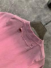 Bagsaaa BALENCIAGA Cropped distressed logo-print pink - 4