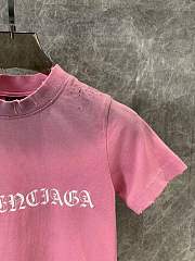 Bagsaaa BALENCIAGA Cropped distressed logo-print pink - 3