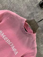 Bagsaaa BALENCIAGA Cropped distressed logo-print pink - 2