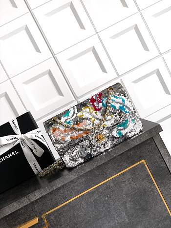 Bagsaaa Chanel Classic 11.12 Handbag A01112 Silver & Multicolour - 25.5cm