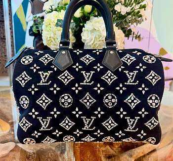 Bagsaaa LV M14464 Speedy P9 Bandoulière 30 Black Suede - 32cm