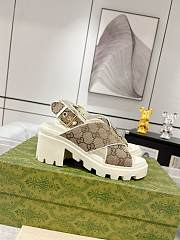 Bagsaaa Gucci Crossover-Strap GG-Supreme Canvas Platform Sandals - 1