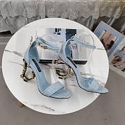 Bagsaaa D&G Bouclé fabric sandals with Baroque DG detail blue - 10.5cm - 3