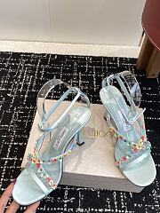 Bagsaaa Jimmy Choo Blanche 90 Light Verde Satin Sandal with Daisy Embroidery - 4