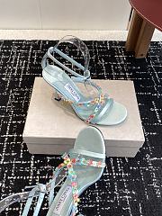 Bagsaaa Jimmy Choo Blanche 90 Light Verde Satin Sandal with Daisy Embroidery - 2