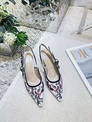 Bagsaaa J'Adior Slingback Pump Cotton Embroidered with Nude and White Millefiori Motif - 1