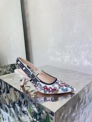 Bagsaaa J'Adior Slingback Pump Cotton Embroidered with Nude and White Millefiori Motif - 4