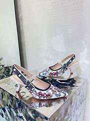 Bagsaaa J'Adior Slingback Pump Cotton Embroidered with Nude and White Millefiori Motif - 2