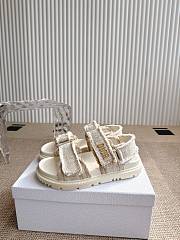 Bagsaaa Dioract Sandal Fringed Cotton Embroidered with Natural Dior Oblique Motif - 4