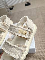 Bagsaaa Dioract Sandal Fringed Cotton Embroidered with Natural Dior Oblique Motif - 3
