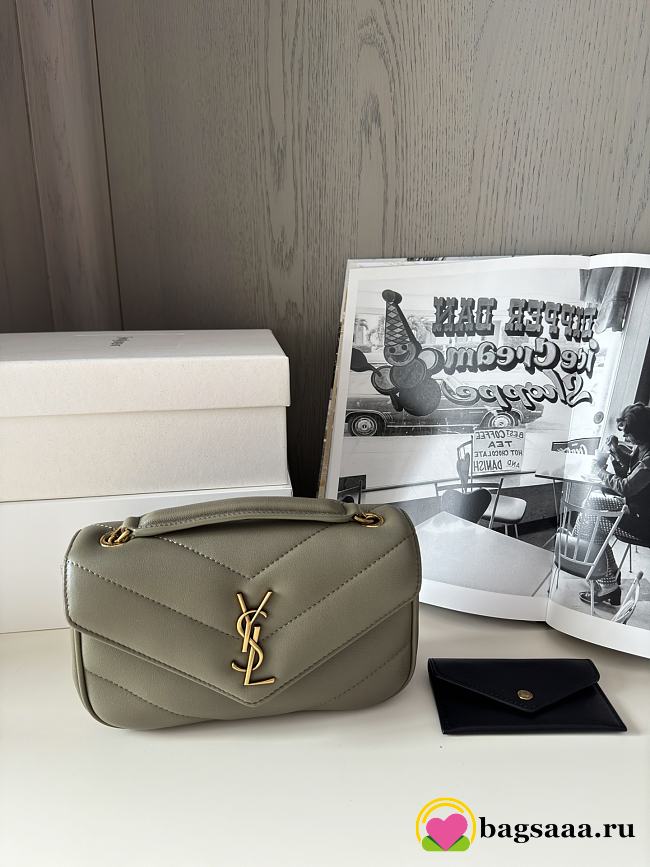 Bagsaaa YSL Loulou Mini In Lambskin 821749 Olive Grey - 20 X 12 X 5 CM - 1