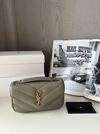 Bagsaaa YSL Loulou Mini In Lambskin 821749 Olive Grey - 20 X 12 X 5 CM
