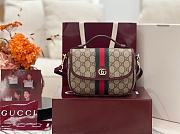 Bagsaaa Gucci Ophidia small top handle bag 836843 beige & red - 20cm - 1