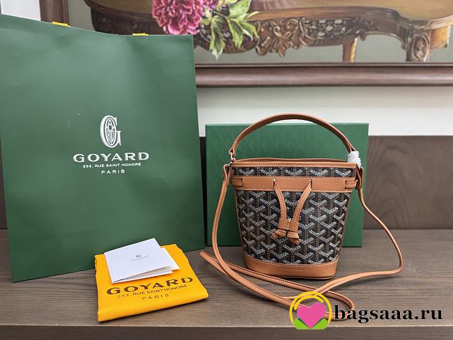 Bagsaaa Goyard Petit Flot Mini bucket bag Black & Tan - 17.5cm - 1