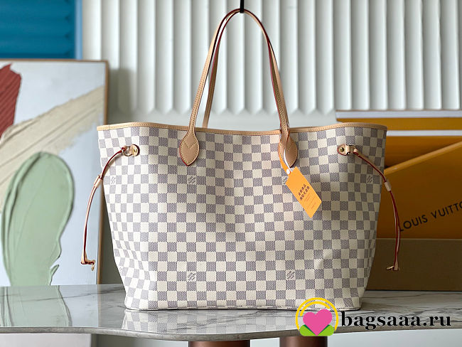 Bagsaaa LV N40602 Neverfull GM Tote Bag Damier Azur & Beige - 39cm - 1