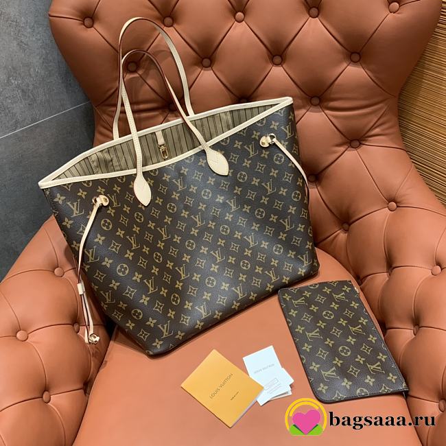 Bagsaaa Louis Vuitton Neverfull GM Monogram with Beige - 1