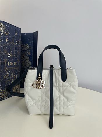 Bagsaaa Small Dior Toujours Vertical Tote Bag Two-Tone Latte and Black - 18cm