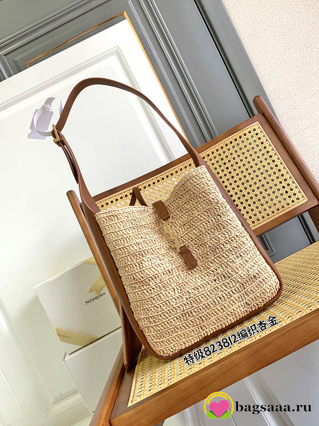 Bagsaaa YSL LE 5 À 7 supple small in raffia and leather - 22cm - 1