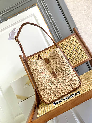 Bagsaaa YSL LE 5 À 7 supple small in raffia and leather - 22cm