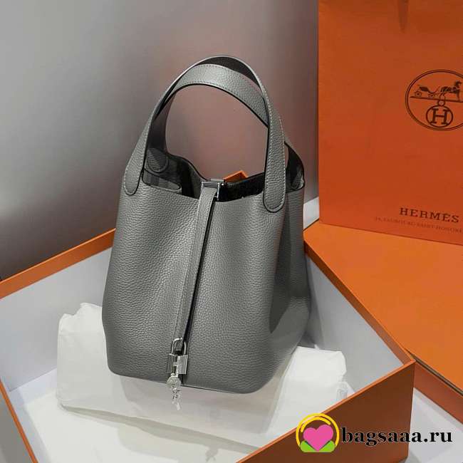 Bagsaaa Hermes Picotin Togo Gray & Silver - 22cm - 1