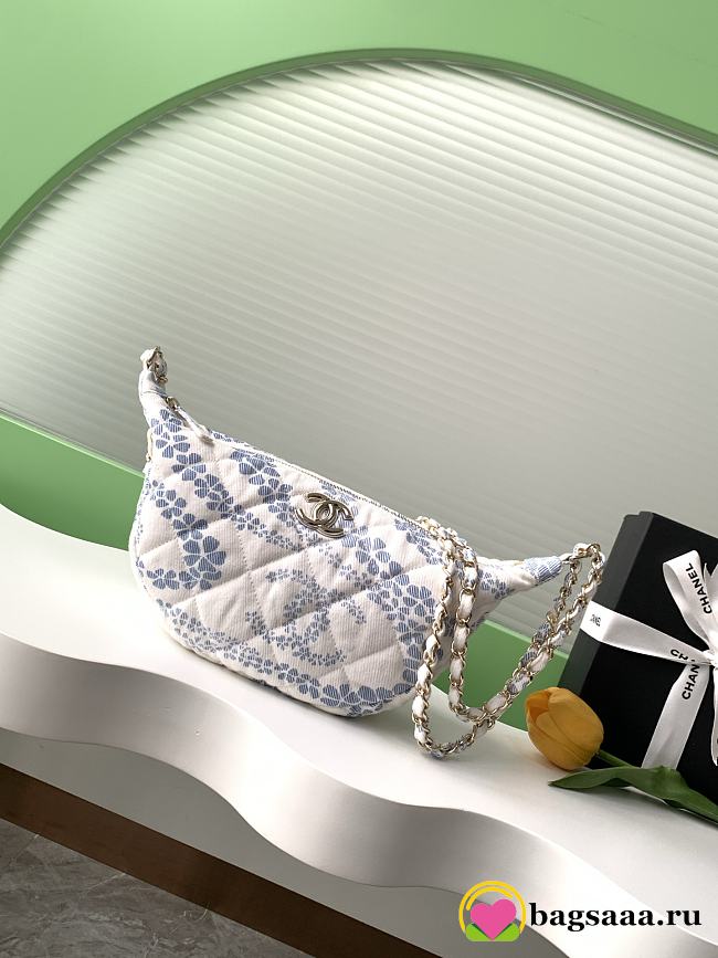 Bagsaaa Chanel Large Hobo Bag AS5431 White & Blue - 29cm - 1