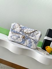 Bagsaaa Chanel Flap Bag Printed Denim AS5454 White & Blue - 24cm - 1