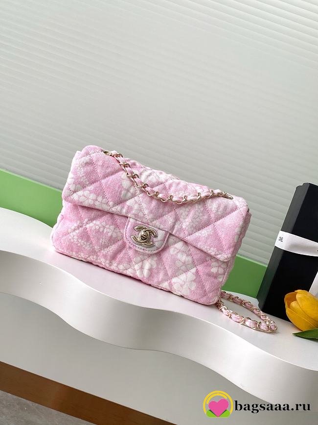 Bagsaaa Chanel Flap Bag Printed Denim AS5454 Pink - 24cm - 1