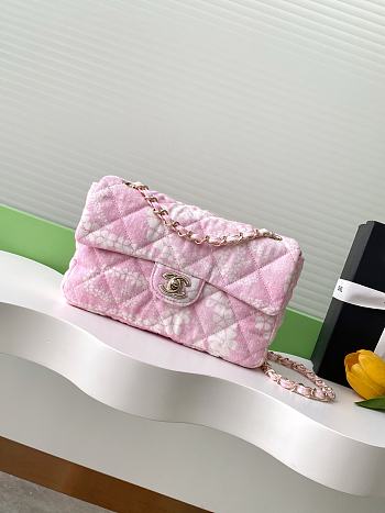 Bagsaaa Chanel Flap Bag Printed Denim AS5454 Pink - 24cm