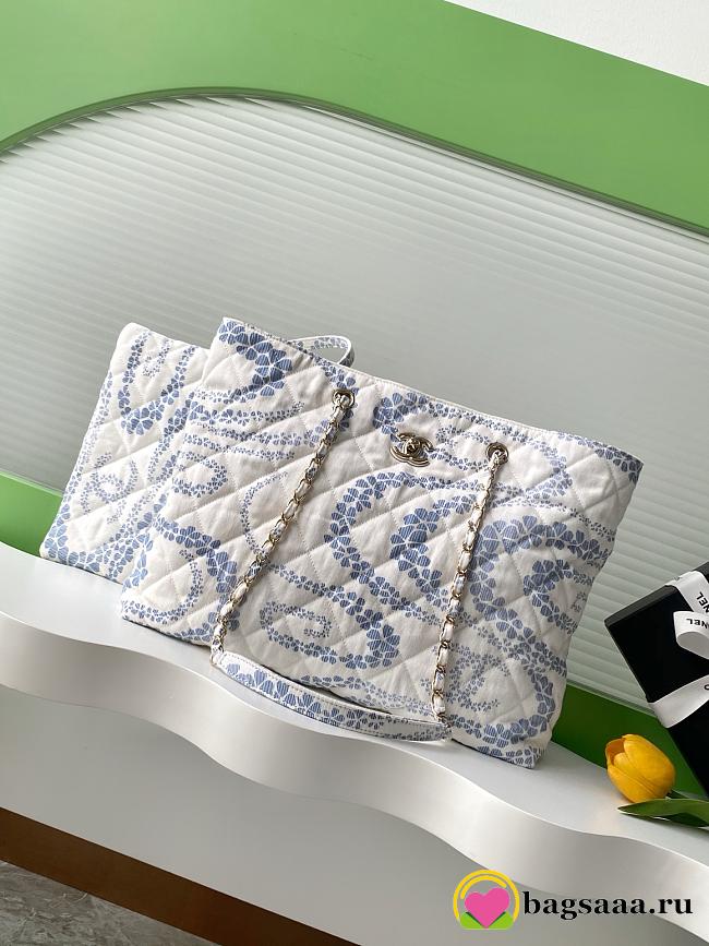 Bagsaaa Chanel Shopping Bag AS5429 White & Blue - 37cm - 1