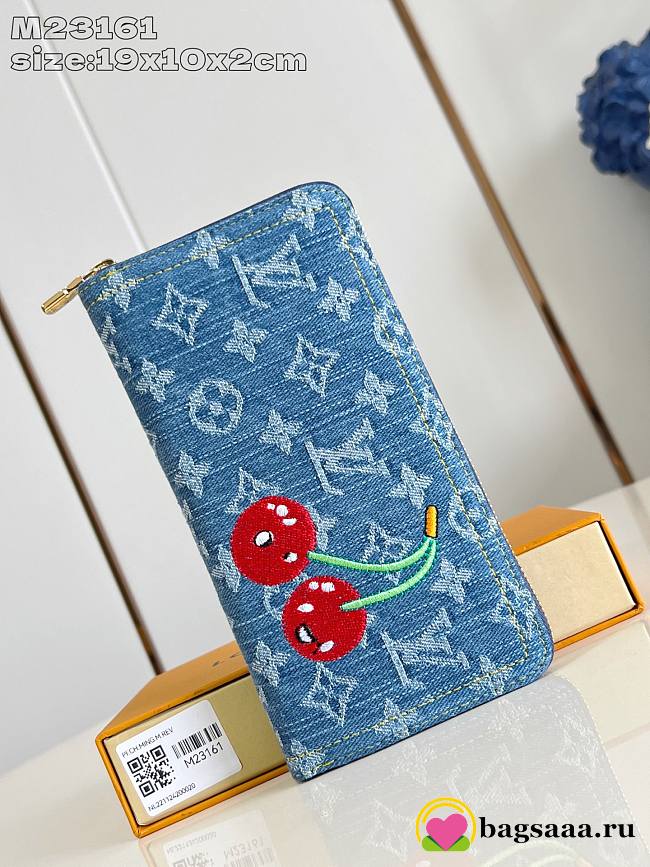 Bagsaaa M23161 LV x TM Zippy Wallet cherry denim - 19.5cm - 1