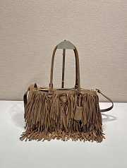 Bagsaaa Prada Prada Galleria medium suede bag with fringe brown - 30cm - 1