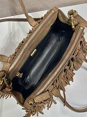 Bagsaaa Prada Prada Galleria medium suede bag with fringe brown - 30cm - 4