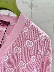 Bagsaaa Gucci Cotton cardigan with GG intarsia in pink and ivory - 3