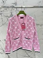 Bagsaaa Gucci Cotton cardigan with GG intarsia in pink and ivory - 1