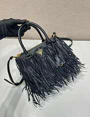 Bagsaaa Prada Galleria small leather bag with fringe 1BA896 black - 24.5cm - 3