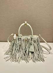 Bagsaaa Prada Galleria small leather bag with fringe 1BA896 white - 24.5cm - 1