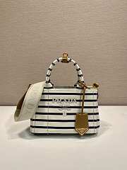 Bagsaaa Jardinière striped cotton canvas mini-bag 1BA038 ivory & navy - 22cm - 1
