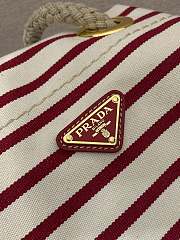Bagsaaa Prada Mariner small red striped fabric bucket bag 1BE082 - 28cm - 4