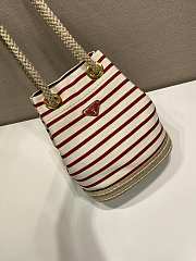 Bagsaaa Prada Mariner small red striped fabric bucket bag 1BE082 - 28cm - 2