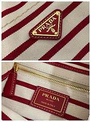 Bagsaaa Prada Mariner small red striped fabric bucket bag 1BE082 - 28cm - 3