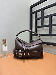 Bagsaaa Loewe Small Puzzle Biker bag in shiny calfskin dark brown - 24cm - 1
