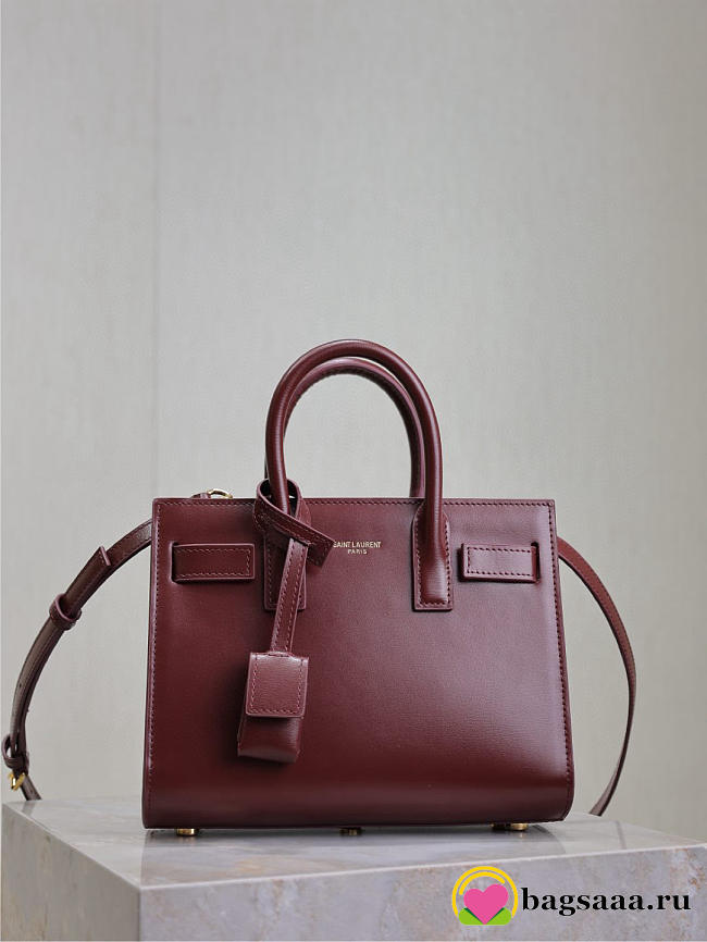 Bagsaaa YSL Sac De Jour In Smooth Leather Nano 392035 Dark Red - 22cm - 1