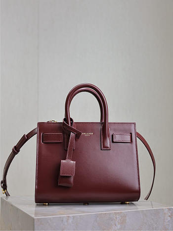 Bagsaaa YSL Sac De Jour In Smooth Leather Nano 392035 Dark Red - 22cm