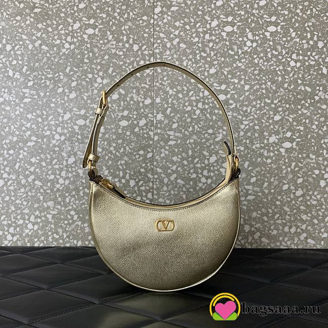 Bagsaaa Valentino Vlogo Signature Mini Hobo Bag In Laminated Grainy Calfskin - 20cm - 1