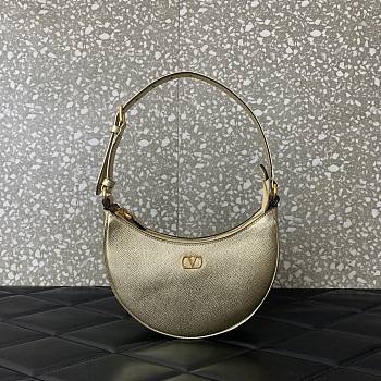 Bagsaaa Valentino Vlogo Signature Mini Hobo Bag In Laminated Grainy Calfskin - 20cm