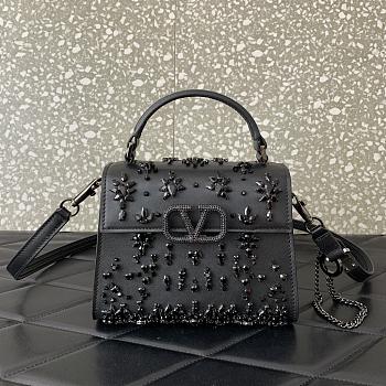 Bagsaaa Valentino Garavani Vsling Mini Embroidered Handbag Black - 19cm