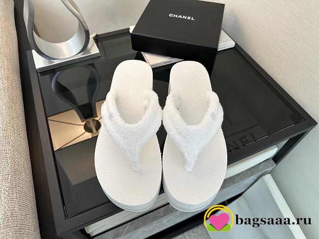 Bagsaaa Chanel G46202 white cotton thongs - 5.5cm - 1