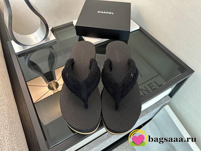 Bagsaaa Chanel G46202 black cotton thongs - 5.5cm - 1