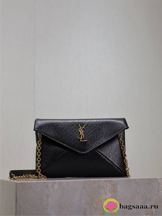 Bagsaaa YSL CASSANDRE chain clutch in lambskin 819271 black - 19cm - 1