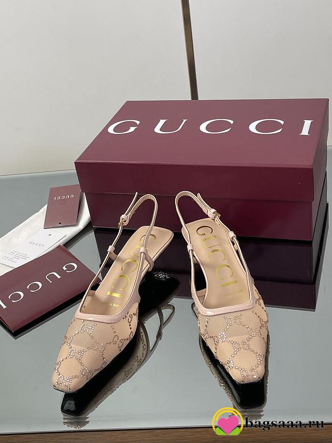 Bagsaaa Gucci Women's GG crystal slingback pump 674668 beige - 1
